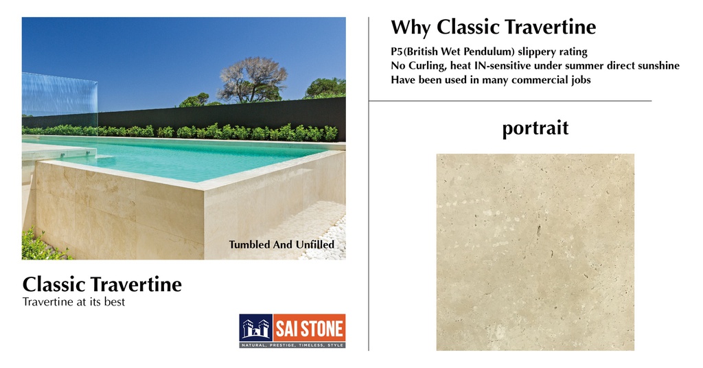 Classic Travertine Coping 810x406x20drop60 Tumbled &amp; Unfilled