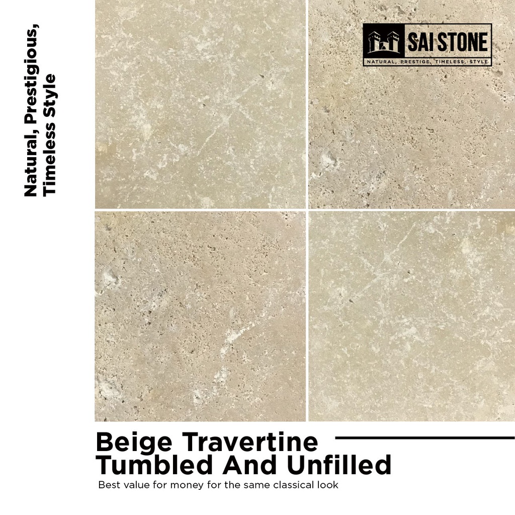 Coping Beige Travertine 610x406x30 Tumbled and Unfilled
