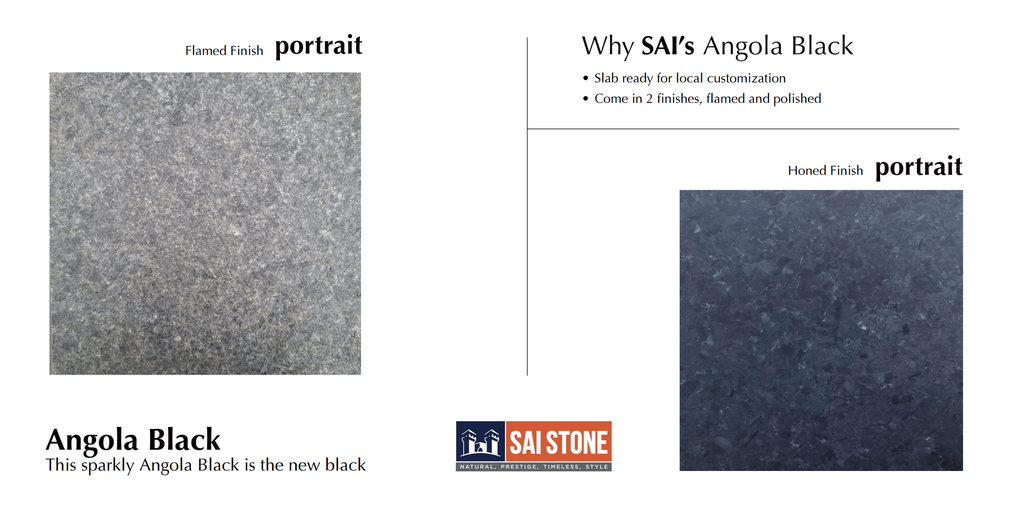 Angola Black Granite  Slab  2200x1000x30mm one side flamed &amp; one side honed