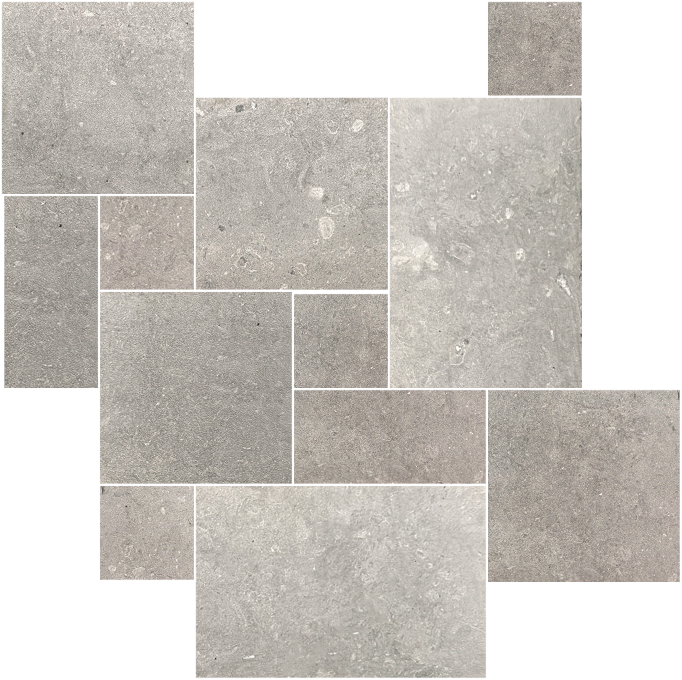 Lime Greige Limestone French Pattern18mm Sandblasted+Tumbled