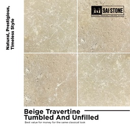[PATBFrenchPatx12TU&amp;UF] Paver Beige Travertine French Pattren Tumbled and Unfilled