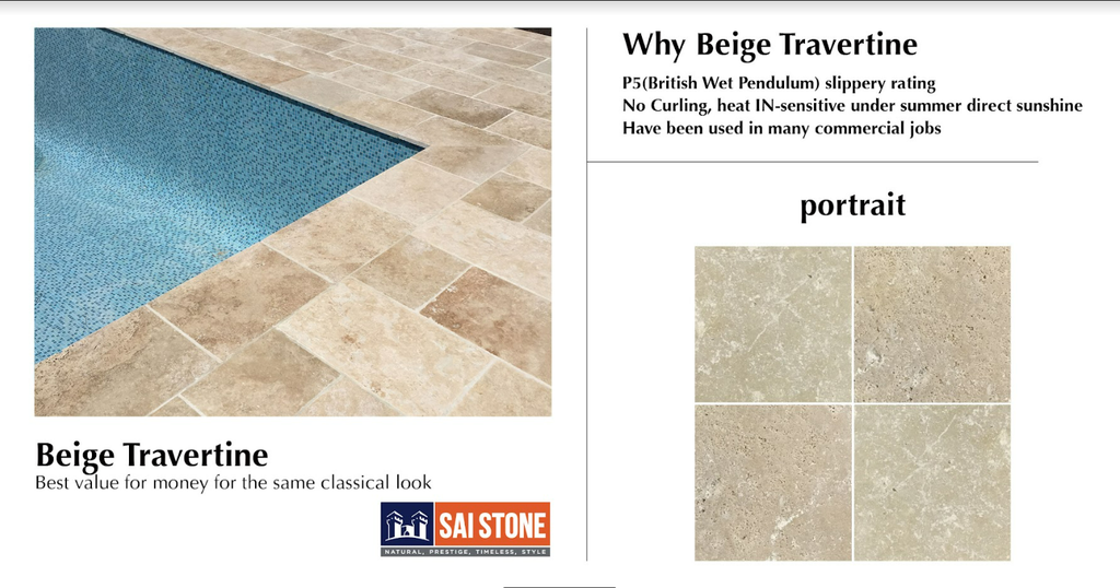 Paver Classic Beige Travertine 610x406x12 Tumbled and Unfilled
